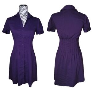 Theory Meili linen blend pintuck short sleeve dress size 2